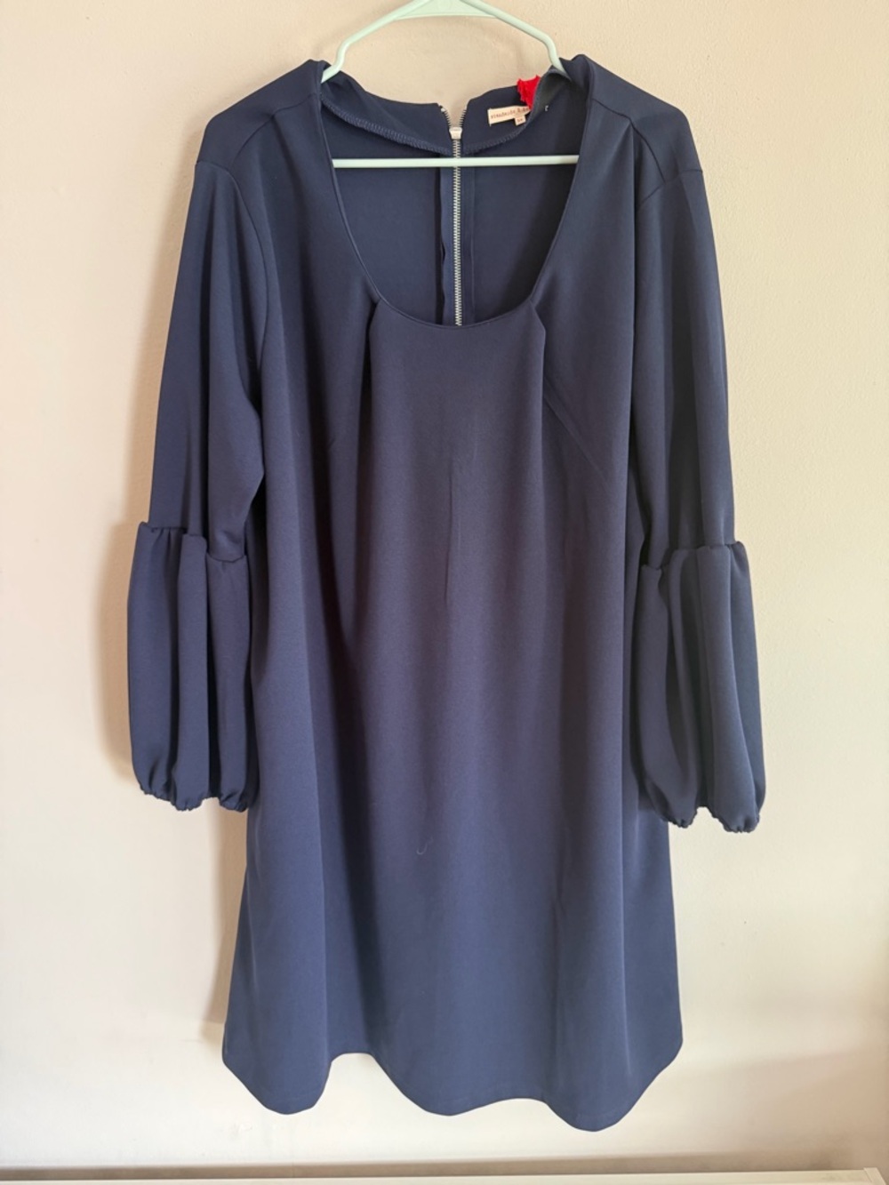 Standards & Practices Navy Blue Bell Sleeve Shift Dress 3X Scoop Neck Mini Dress